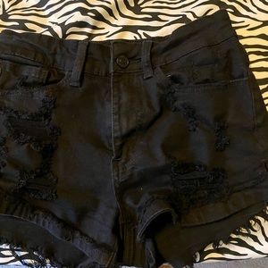Black denim shorts